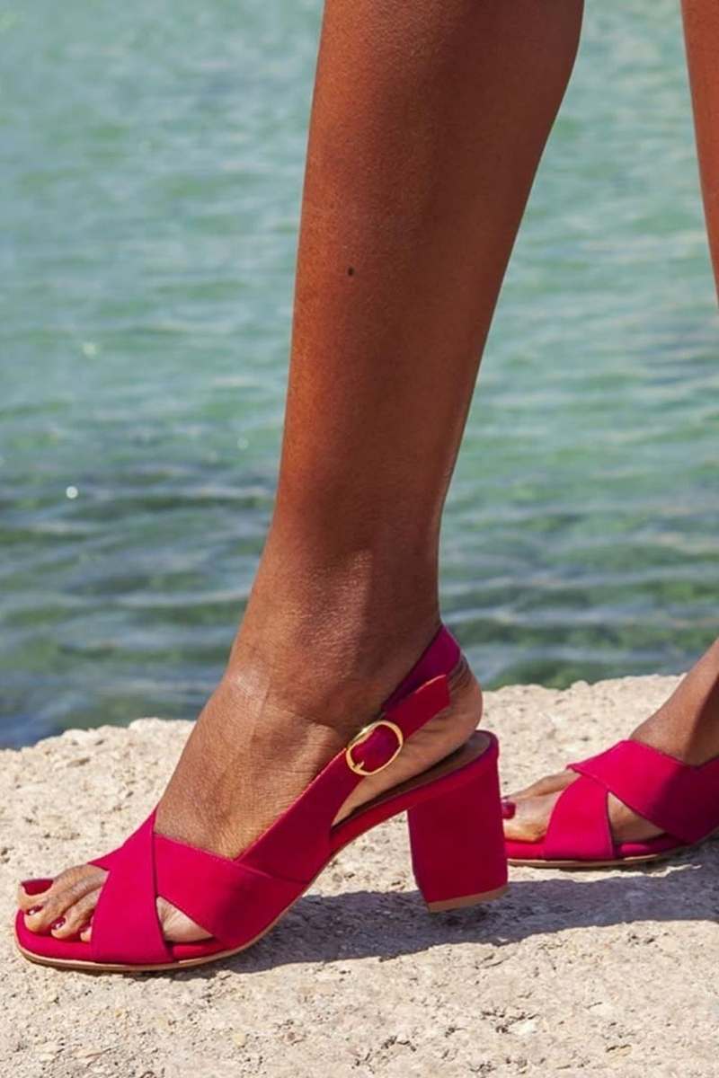 Celeste Sandalen Damen | Blockabsatz, Verstellbarer Rückengurt, Kreuzriemen, Sommerschuhe