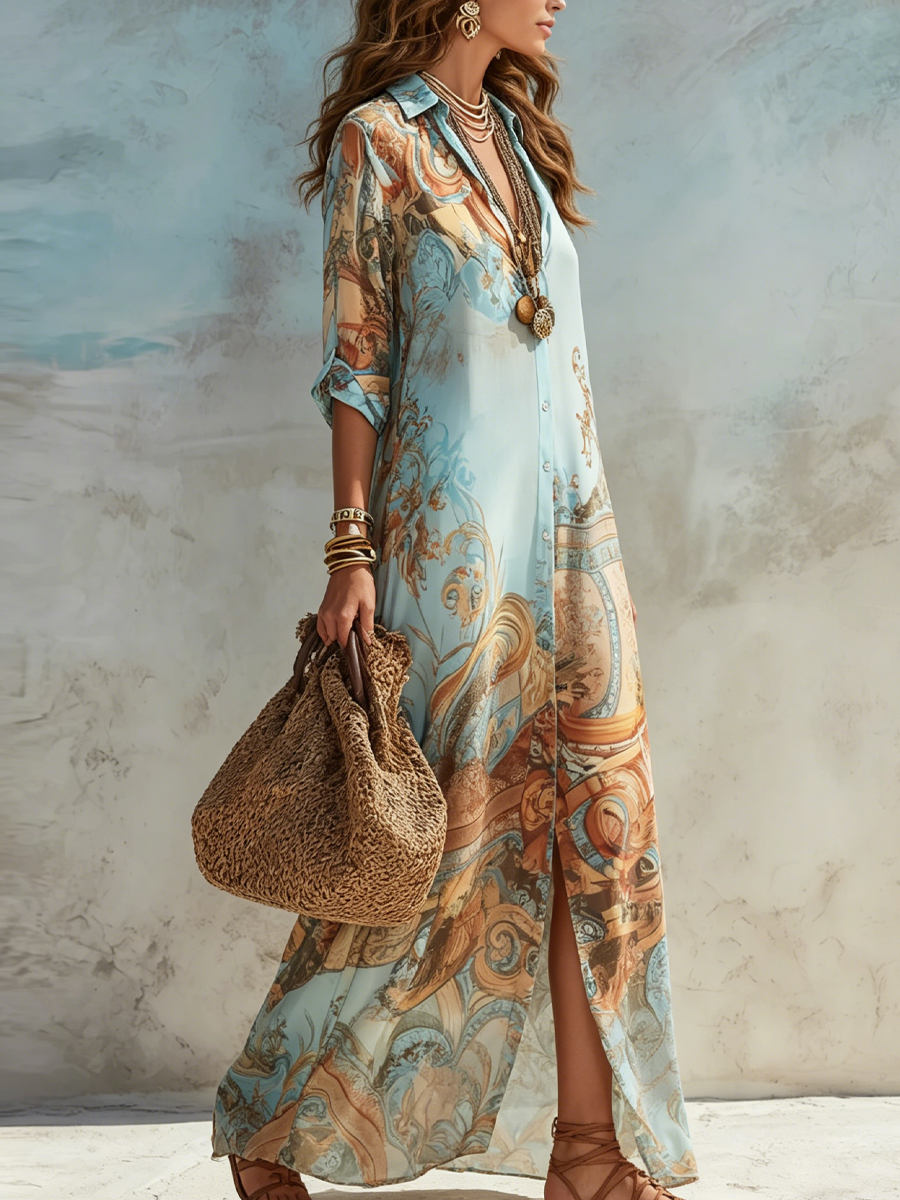 Cleo Maxikleid | Eleganter Mediterraner Stil, Luftige Passform