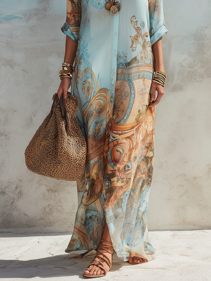 Cleo Maxikleid | Eleganter Mediterraner Stil, Luftige Passform
