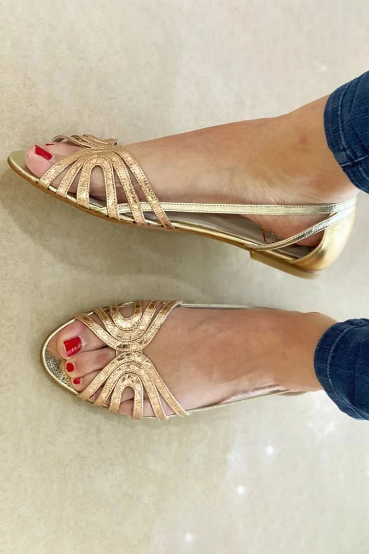 Elysia Sandalen Damen | Metallic Finish, Leichtes Cut-Out-Design