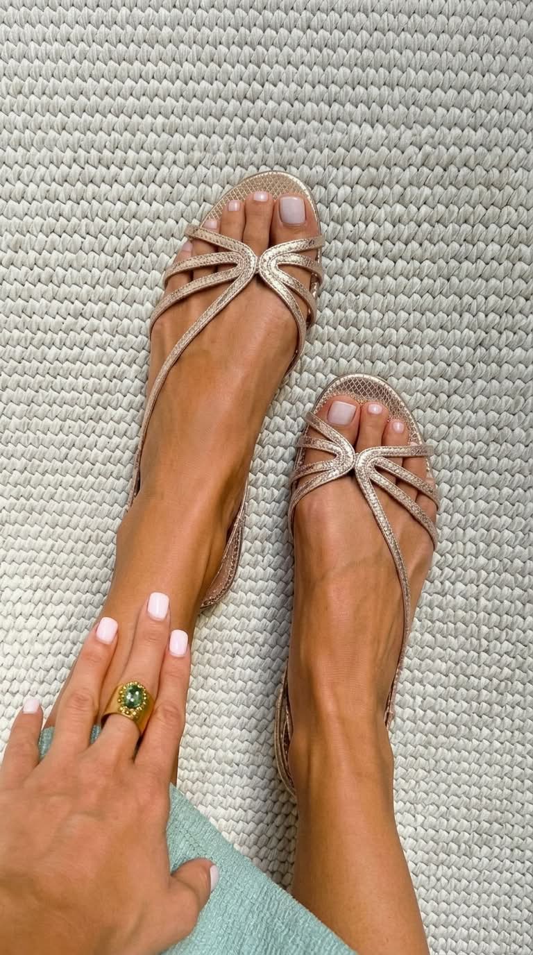Gina Sandalen Damen | Metallic-Finish, Verstellbare Riemen, Stoßdämpfende Sohle
