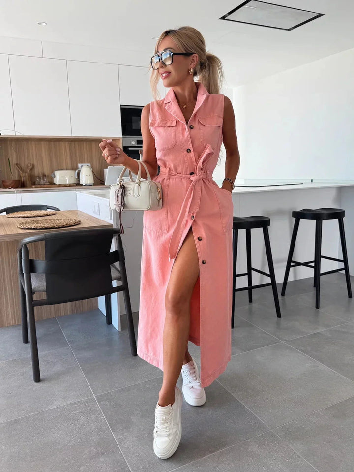 Isla Maxi Kleid | Weicher, Atmungsaktiver Denim, Ärmellos