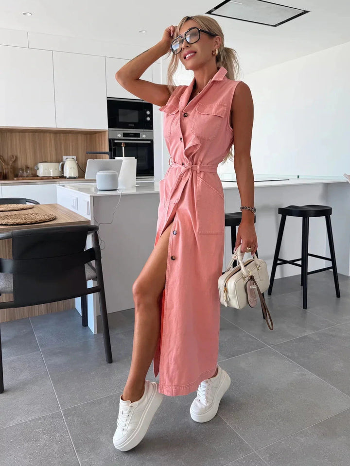 Isla Maxi Kleid | Weicher, Atmungsaktiver Denim, Ärmellos