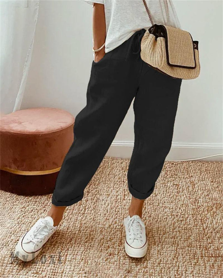 Lina Leinenhose Damen | Atmungsaktiv, Hohe Taille, Baumwoll-Leinen