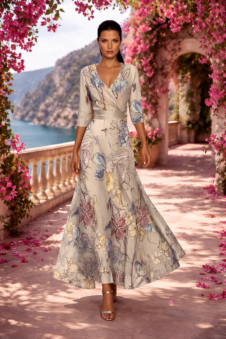Lina | Elegantes florales Maxikleid