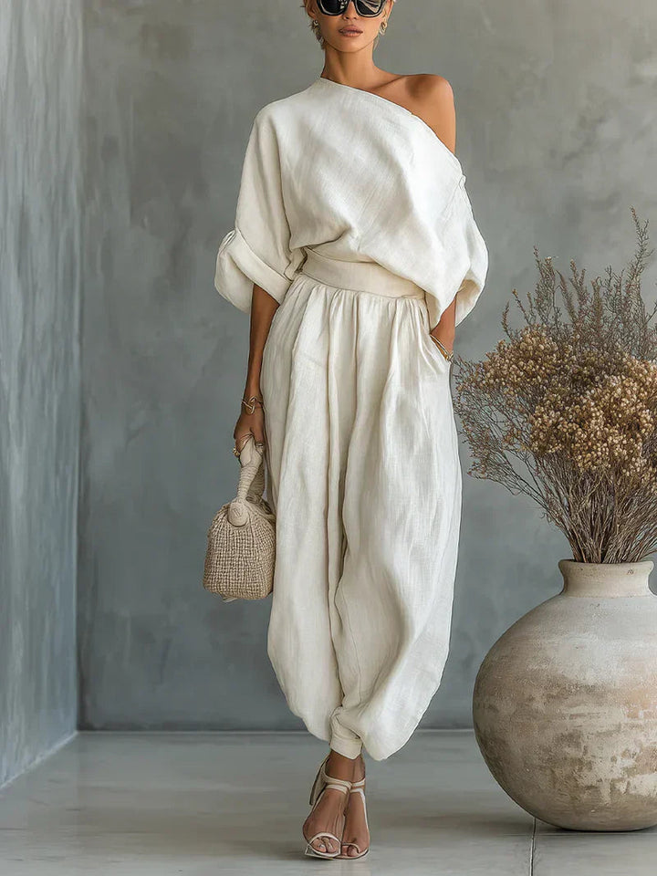 Mila Schulterfreies Set | 2-teilig, Lässiger Chic