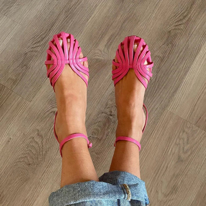 Vela Flache Damensandalen | Schmuckdetails, Verstellbarer Knöchelriemen