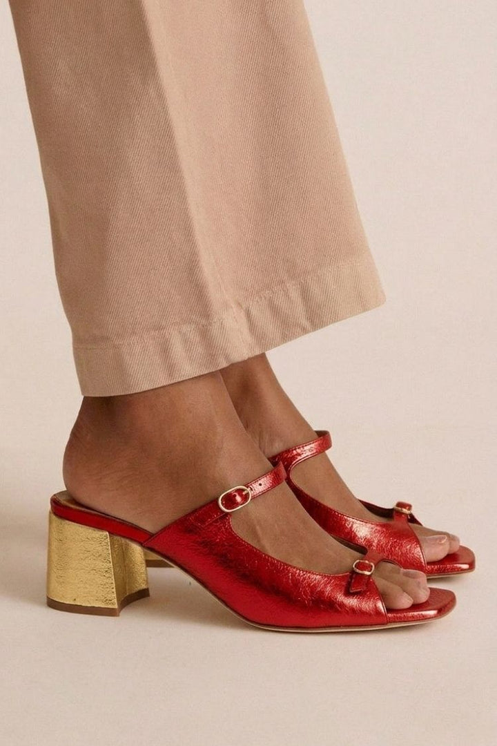 Vela Komfort-Absatzsandalen | Klobiger Absatz, Goldene Details