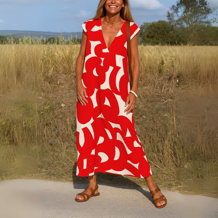 Viona Kleid Damen | Leichtes Material, V-Ausschnitt mit Schleife