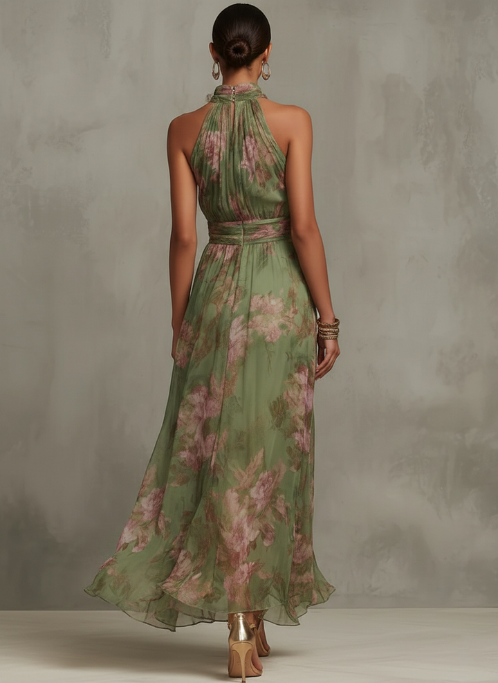 Selene | Maxi-Kleid Halter mit Blumenmuster