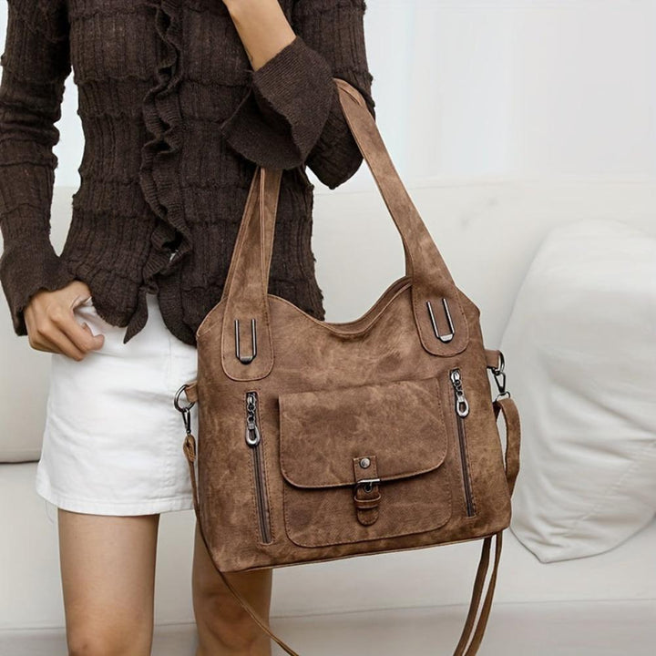 Fina Vintage Schultertasche | Hochwertiges Kunstleder, Abnehmbarer Schulterriemen - 2