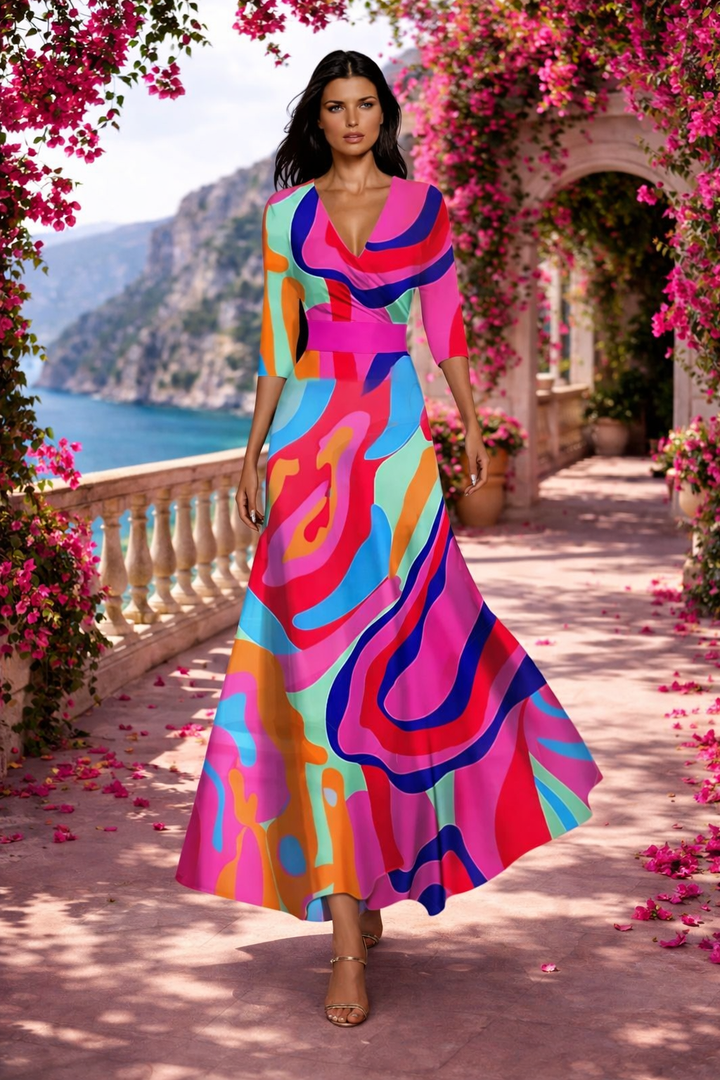 Lina | Elegantes florales Maxikleid