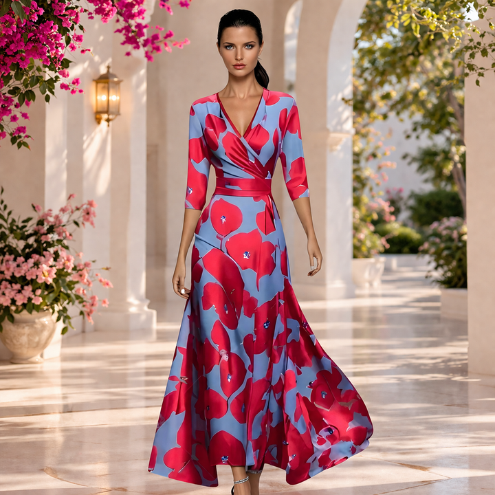 Lina | Elegantes florales Maxikleid